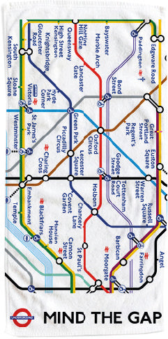 GWCC TFL8401 Licensed London Underground Beach Towel with tube map print Large size 74cm by 145cm Quick Dry Sand Free Holiday Travel Sea