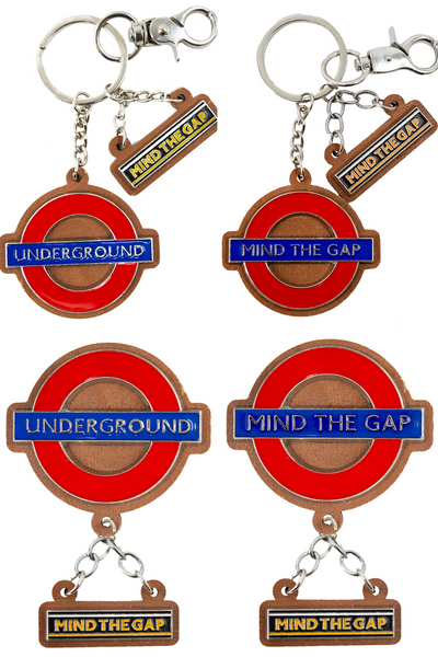 Licensed Underground and Mind The Gap Enamel Wooden Keyrings and Fridge Magnets, Keychain, with Charms, 4 Styles