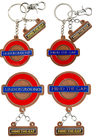 Licensed Underground and Mind The Gap Enamel Wooden Keyrings and Fridge Magnets, Keychain, with Charms, 4 Styles