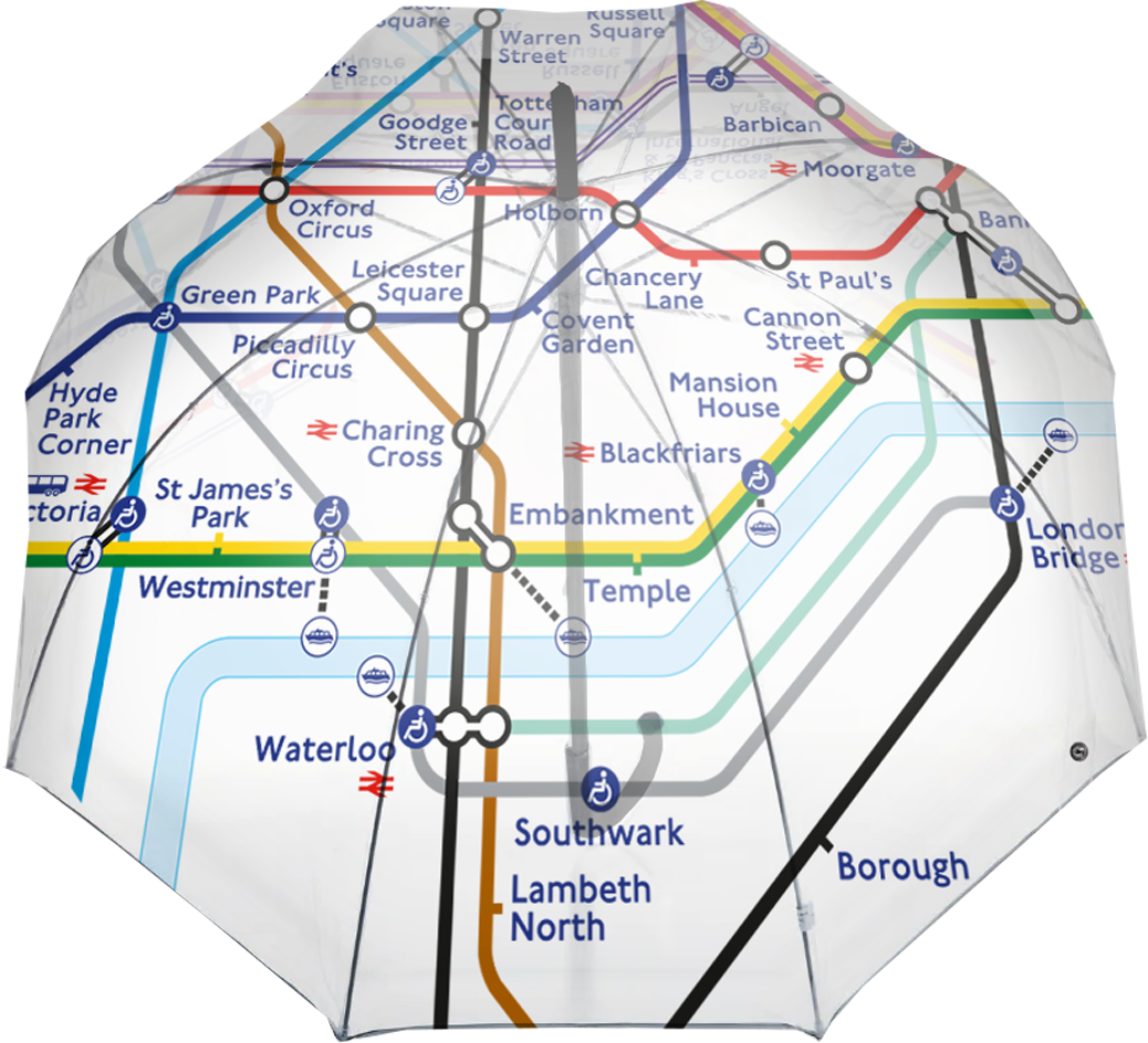 TFL8003 Licensed London Underground Tube Map print Dome/Golf Rain Umbrella