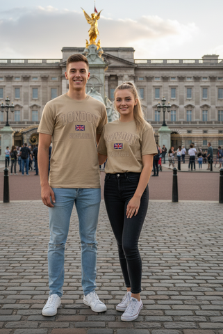 Free UJ Pin Badge NEW LE105 Unisex London England Applique Embroidery T Shirt Desert Storm