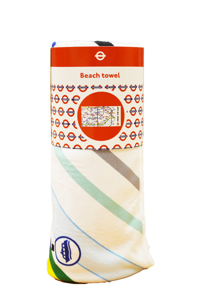 GWCC TFL8401 Licensed London Underground Beach Towel with tube map print Large size 74cm by 145cm Quick Dry Sand Free Holiday Travel Sea