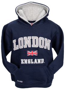 London England Kids Hoodie Hooded Sweatshirt Navy Colour (LE129K) - British Heritage Brands