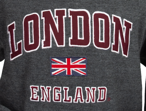 London England Kids Hoodie Hoodie Hooded SweatshirtCharcoal Colour (LE129K) - British Heritage Brands