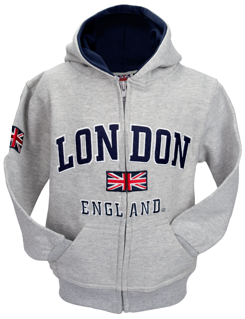 London England Kids Zipped Hoodie Hooded Sweatshirt Grey Colour LE129KZ