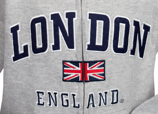 London England Kids Zipped Hoodie Hooded Sweatshirt Grey Colour (LE129KZ) - British Heritage Brands
