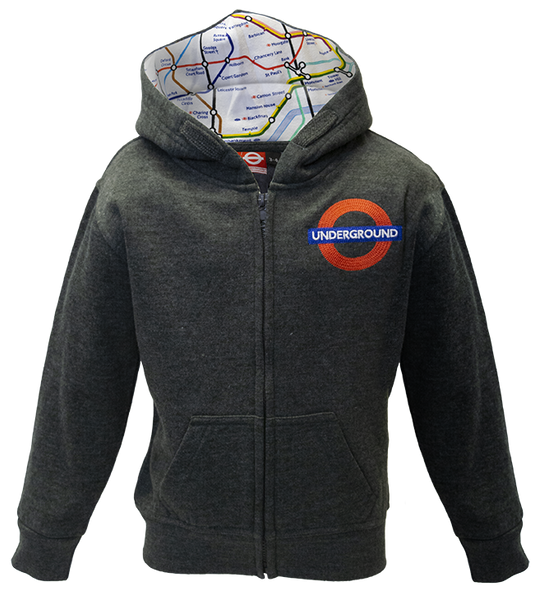 Kids Licensed Embroidered Underground Zipped Hooded Sweatshirt - British Heritage Brands