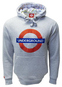 TFL129 Licensed Unisex Underground Embroidered Hooded Sweatshirt