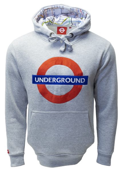 TFL129 Licensed Unisex Underground Embroidered Hooded Sweatshirt