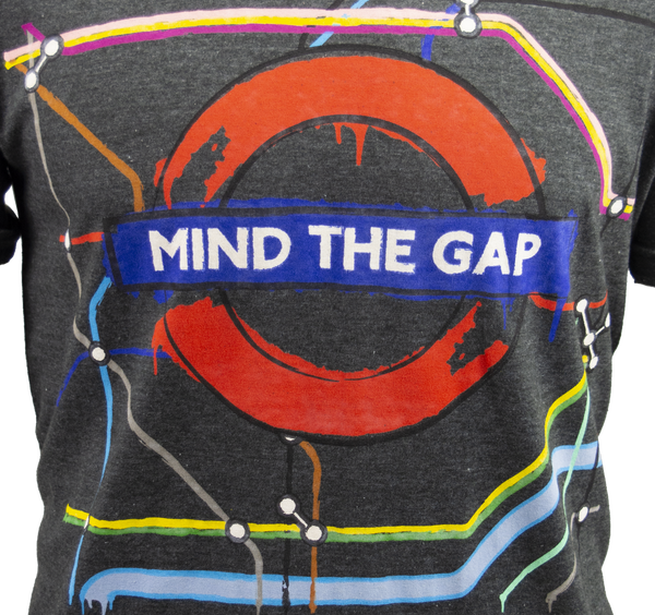 Licensed TFL103C Unisex Artistic Mind the Gap T Shirt Charcoal-New