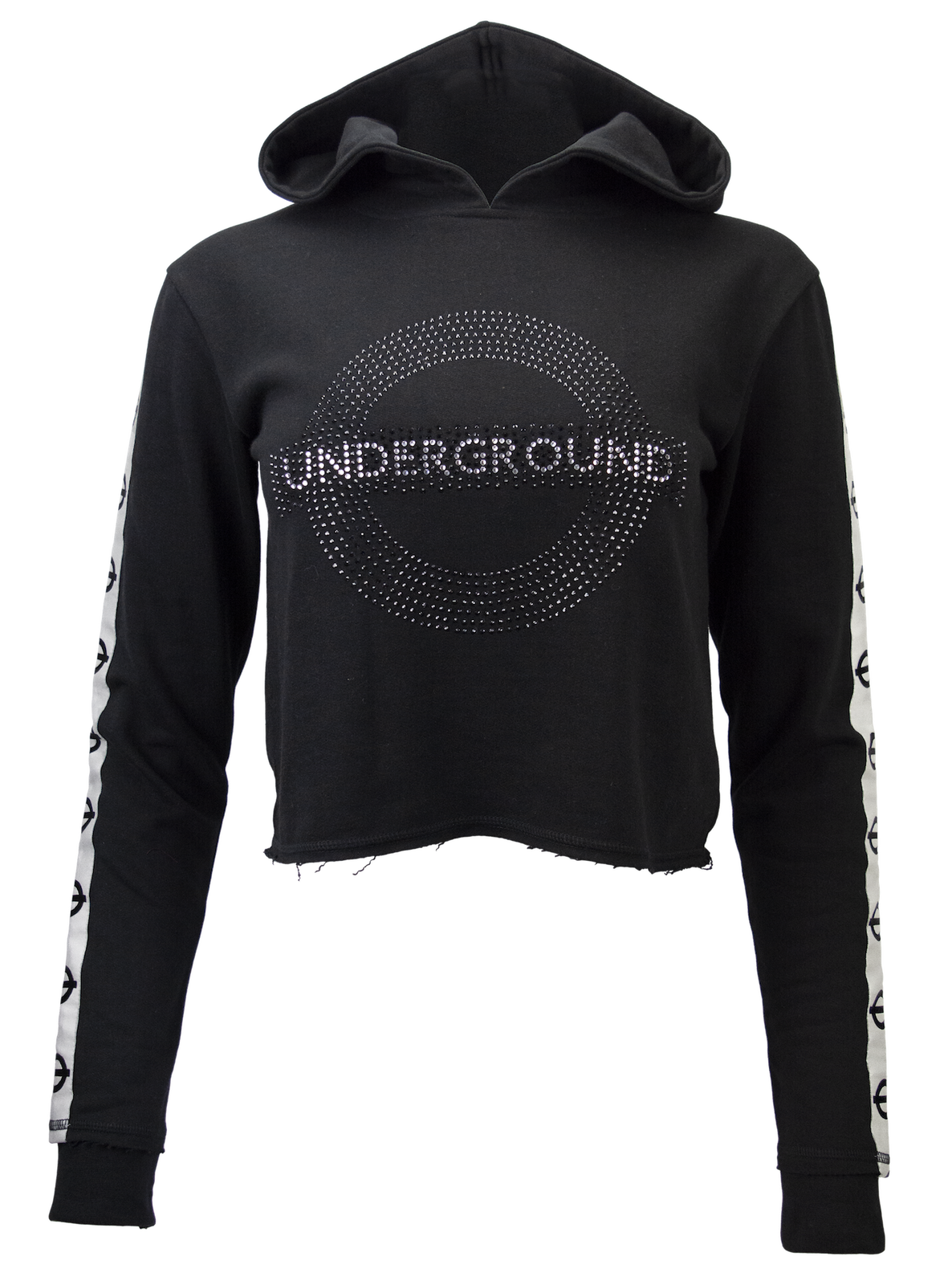 Licensed Underground Girls-Ladies Teens Hooded Crop top Diamante Studs