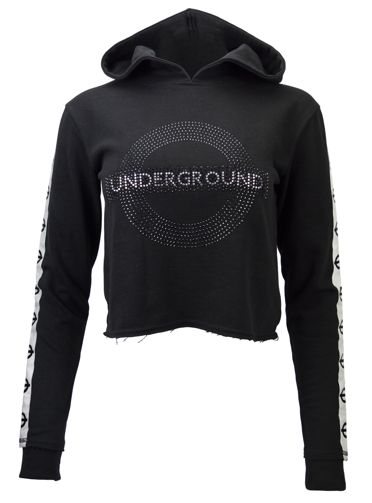 Licensed Underground Girls Ladies Teens Hooded Crop top Diamante Studs British Heritage Brands