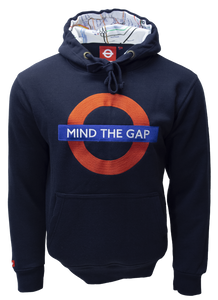 TFL129 Licensed Unisex Mind the Gap Embroidered Hooded Sweatshirt - British Heritage Brands