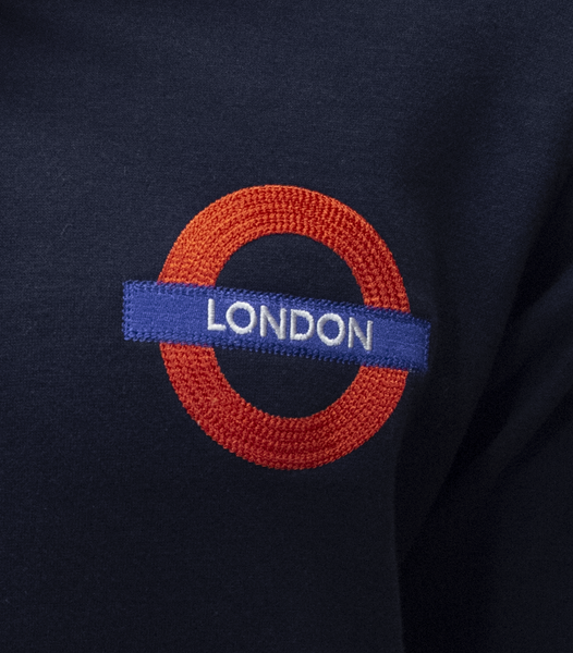 TFL129Z Licensed Unisex London Roundel Zipped Hooded Sweatshirt Navy - British Heritage Brands