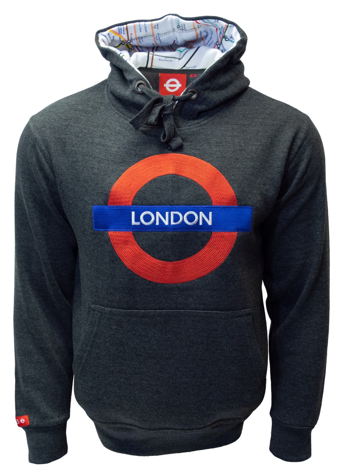 TFL129 Licensed Unisex London Roundel Embroidered Hooded Sweatshirt