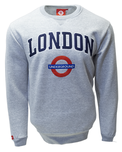 TFL201 Licensed Unisex London Applique Underground Sweatshirt Sports Grey - British Heritage Brands