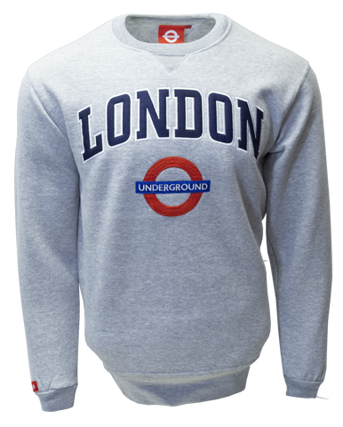 TFL201 Licensed Unisex London Applique Underground Sweatshirt Sports Grey - British Heritage Brands