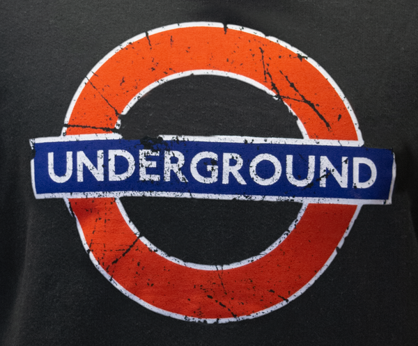 Licensed Unisex Underground Roundel Distressed Printed Hooded Sweatshirt