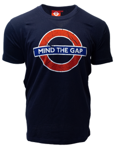 Licensed TFL101MTGN Unisex Mind The Gap Underground London T Shirt Navy