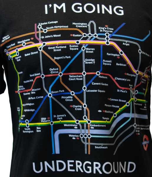 Licensed TFL104 Unisex London Undergound Tube Map T Shirt Black