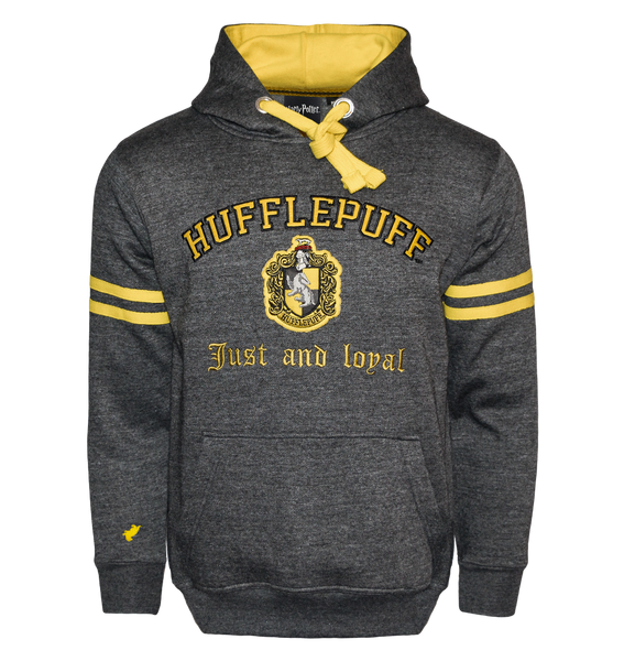 Licensed Unisex Hufflepuff Hooded Hoodie Sweatshirt-Charcoal Harry Potter - British Heritage Brands