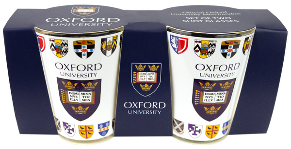 Licensed Official Set of 2 Oxford University Shot Glasses in Gift Box