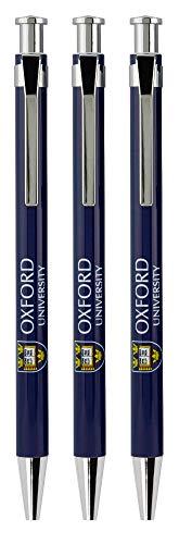 Official Licensed Set of 3 Oxford University Pens with Printed Crest Shield