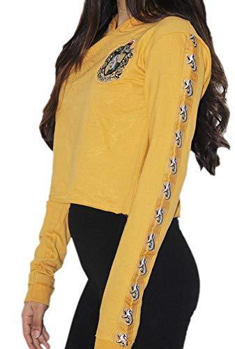 Harry Potter Licensed Ladies/Girls Hufflepuff House Cropped Hoodie Sweat Yellow