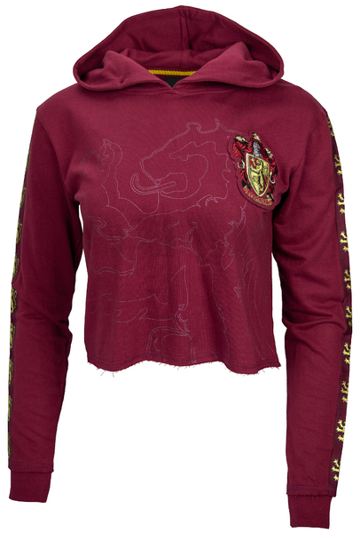 Harry Potter Licensed Ladies/Girls Gryffindor House Cropped Hoodie Sweatshirt Maroon