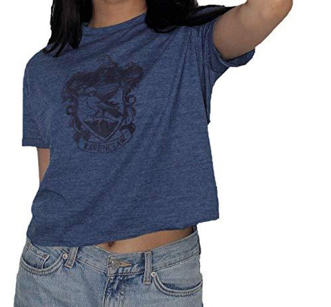 HP106LRVN Licensed Harry Potter Ravenclaw Ladies/Girls Saphire Blue Crop T-Shirt