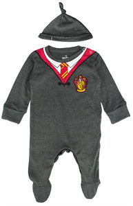 Licensed Harry Potter Baby Romper Baby Grow with Hat Gryffindor for Boy or Girl (0-3 Months) Charcoal