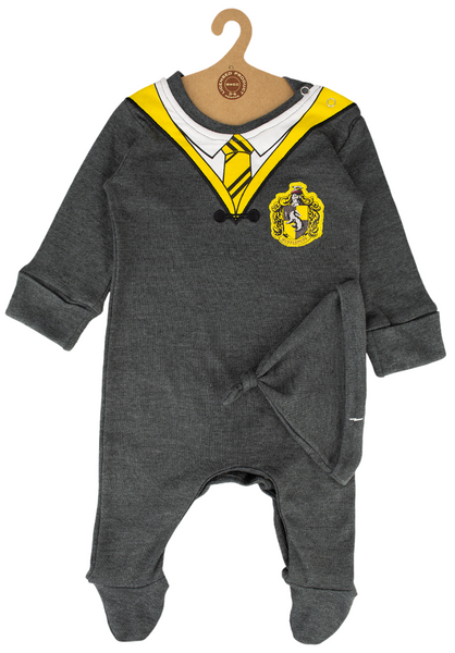 Licensed Harry Potter Baby Romper Baby Grow with Hat Hufflepuff for Boy or Girl Gift Set