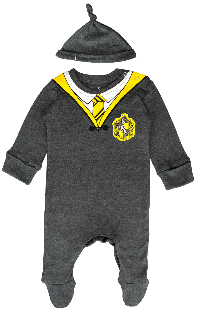 Licensed Harry Potter Baby Romper Baby Grow with Hat Hufflepuff for Boy or Girl Gift Set