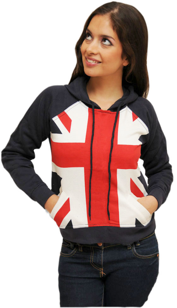 SW160 Ladies/Girls Union Jack Flag Summer Hoodie Hooded Sweatshirt