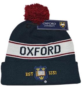 OUB102 Licensed Unisex Oxford University Pom Pom Ski Hat Navy - British Heritage Brands