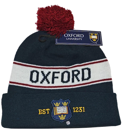 OUB102 Licensed Unisex Oxford University Pom Pom Ski Hat Navy - British Heritage Brands