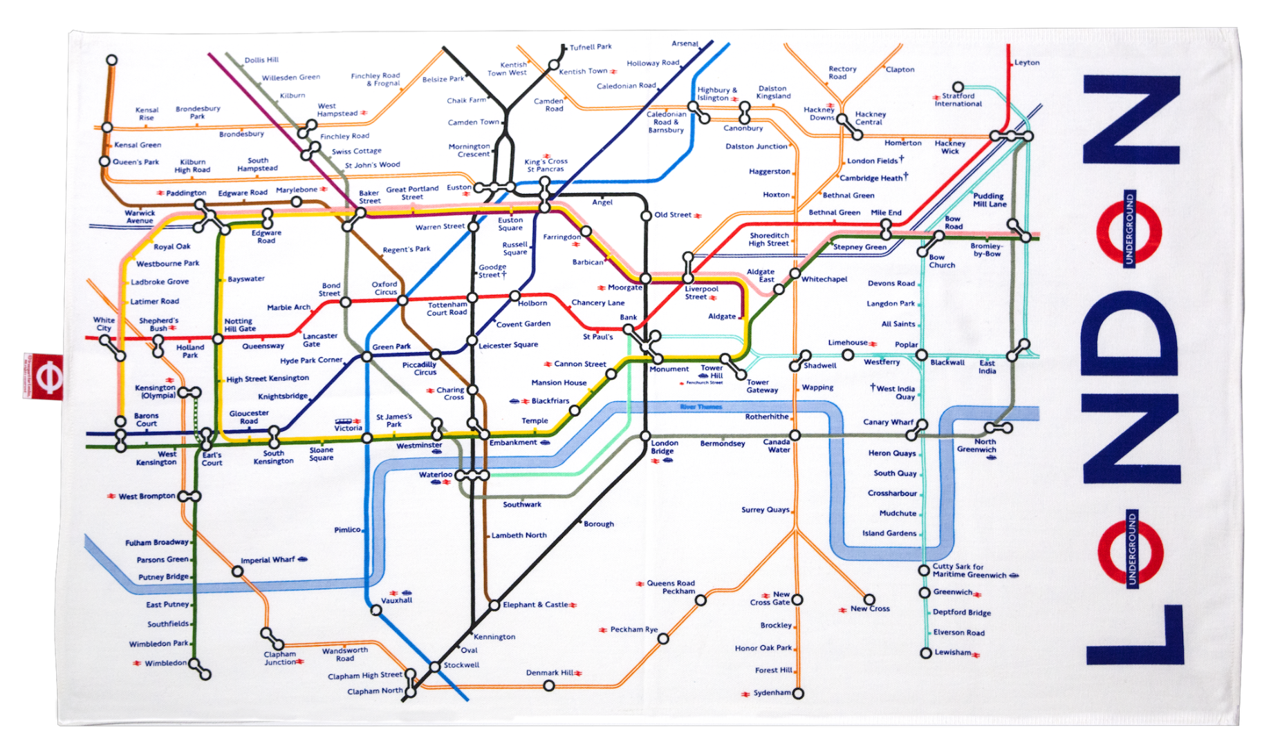 TFL6101 Licensed London Underground Tube Map Print Tea Towel - British Heritage Brands