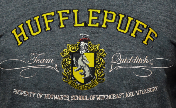 Licensed Unisex Applique Embroidery Hufflepuff T Shirt Harry Potter - British Heritage Brands