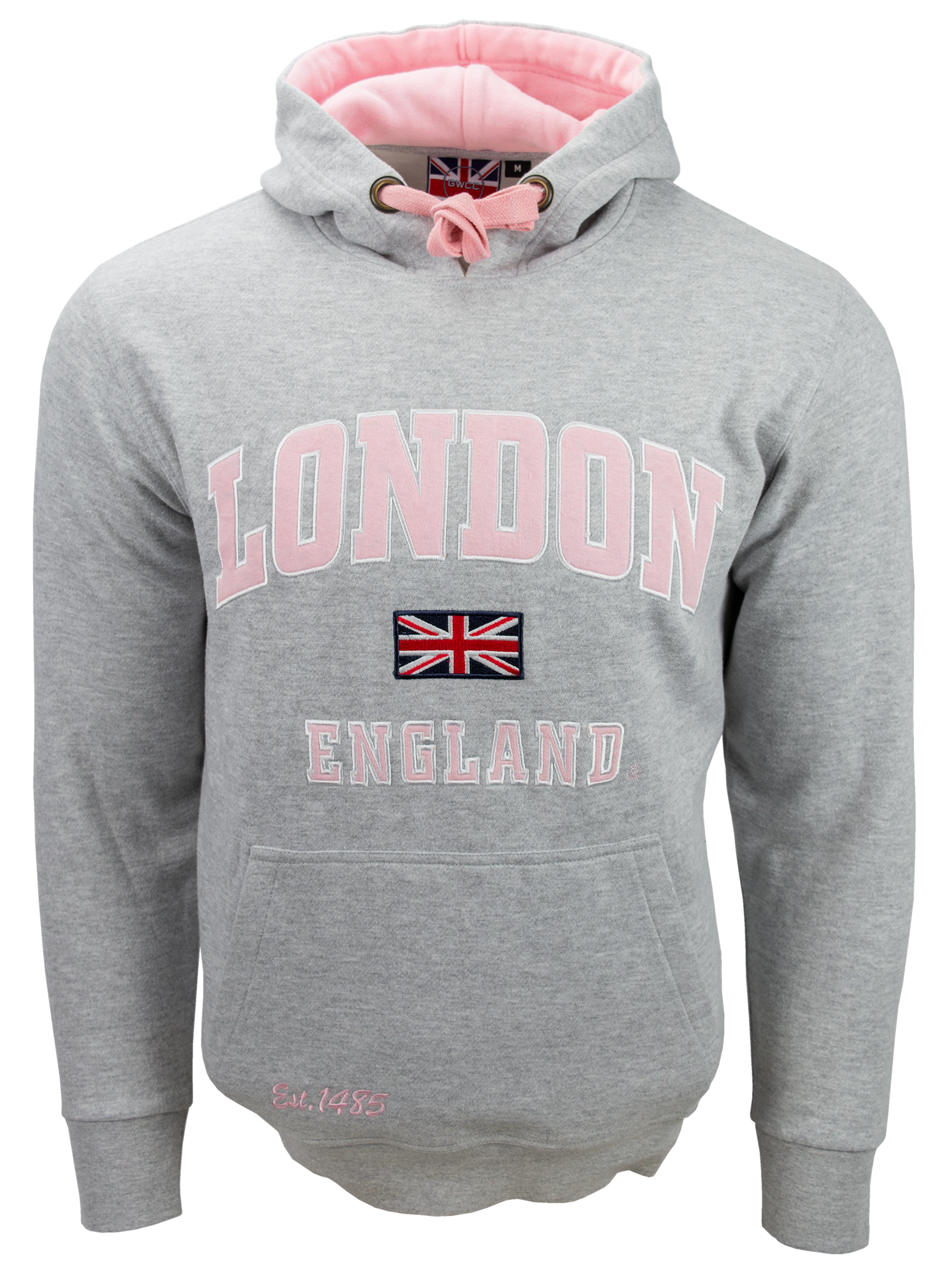 Unisex London England Hoodie Hooded Sweatshirt Grey Baby Pink New