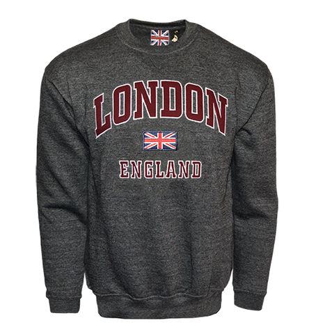 LE201CM GWCC Unisex London England Sweatshirt Charcoal Maroon XS-2XL - British Heritage Brands