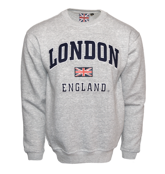 LE201GN Unisex London England Sweatshirt Grey Navy XS-2XL - British Heritage Brands