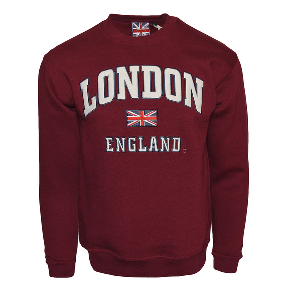 LE201MOW Unisex London England Sweatshirt Maroon Off White XS-2XL - British Heritage Brands