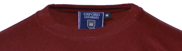 Unisex Oxford University Applique Embroidered T Shirt Maroon - British Heritage Brands