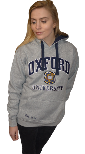 OU129 Licensed Unisex Oxford University Hooded Sweatshirt Grey - British Heritage Brands