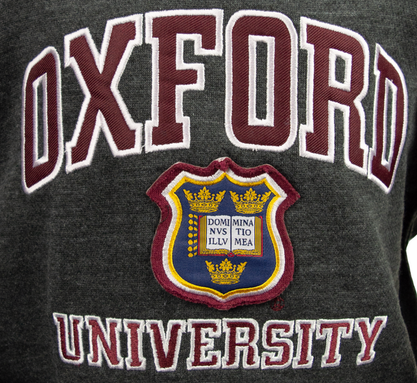 OU129K Kids Licensed Unisex Oxford University Hooded Sweatshirt Charcoal - British Heritage Brands