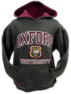 OU129K Kids Licensed Unisex Oxford University Hooded Sweatshirt Charcoal - British Heritage Brands