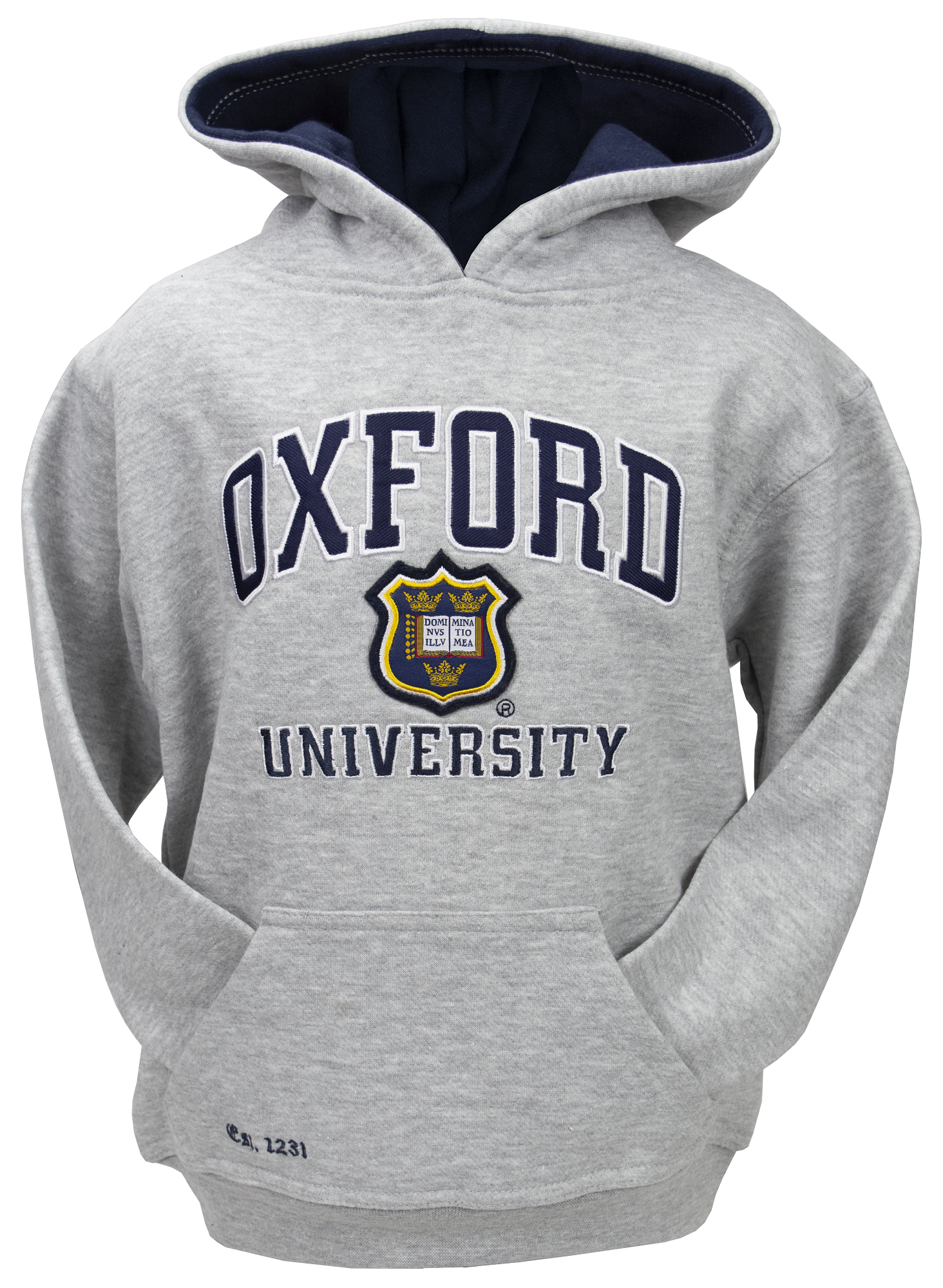 OU129K Kids Licensed Unisex Oxford University Hooded Sweatshirt Grey - British Heritage Brands