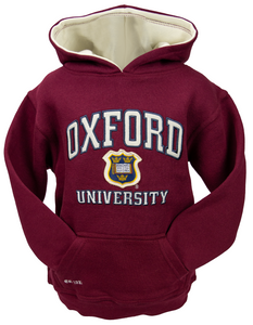OU129K Kids Licensed Unisex Oxford University Hooded Sweatshirt Maroon - British Heritage Brands
