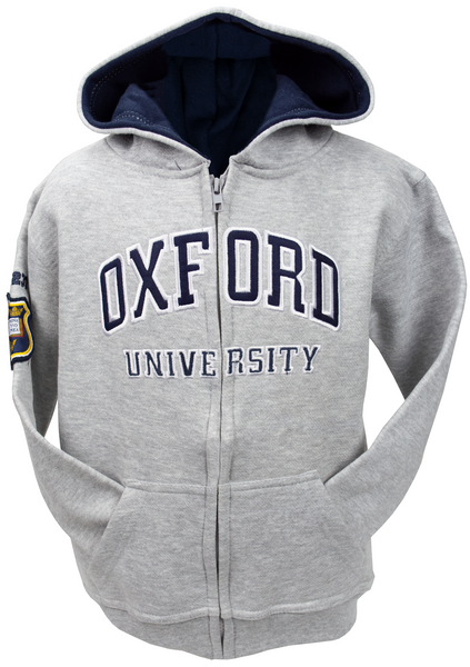 OU129 Licensed Kids Zipped Oxford University Hooded Sweatshirt Grey - British Heritage Brands