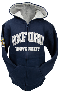 OU129 Licensed Kids Zipped Oxford University Hooded Sweatshirt Navy - British Heritage Brands